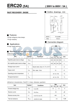 ERC20 datasheet - FAST RECOVERY DIODE( 200V to 800V / 5A )