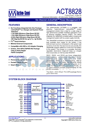 ACT8828 datasheet - Six Channel ActivePath Power Management IC