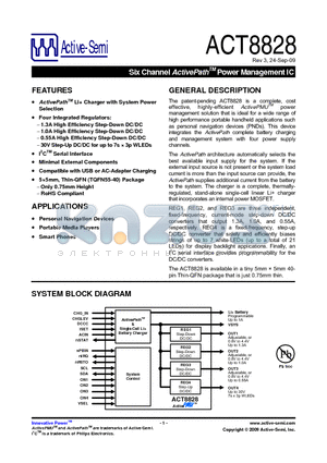 ACT8828QJ3B9-T datasheet - Six Channel ActivePathTM Power Management IC