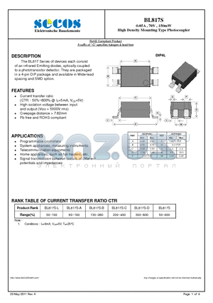 BL817S datasheet - High Density Mounting Type Photocoupler