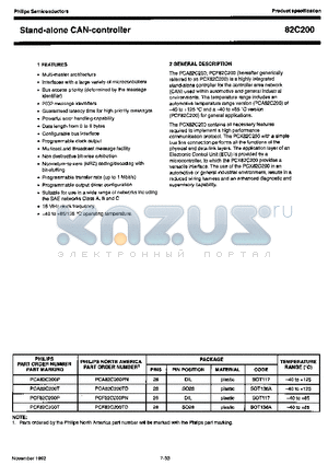 82C200 datasheet - Stand-alone CAN-controller