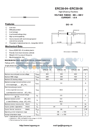 ERC38-04 datasheet - High Efficiency Rectifiers