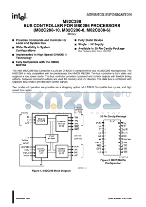 82C288 datasheet - BUS CONTROLLER FOR M80286 PROCESSORS