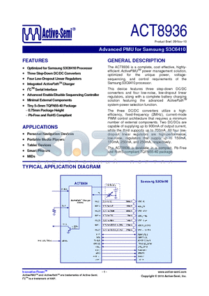 ACT8936 datasheet - Advanced PMU for Samsung S3C6410