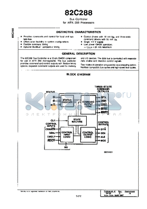 82C288-10 datasheet - Bus Controller for iAPX 286 Processors