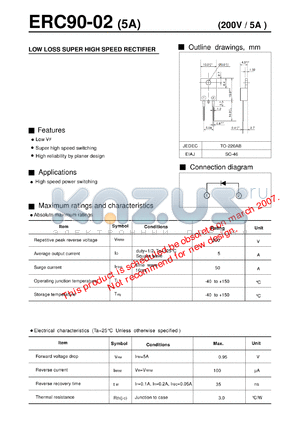 ERC90-02 datasheet - LOW LOSS SUPER HIGH SPEED RECTIFIER