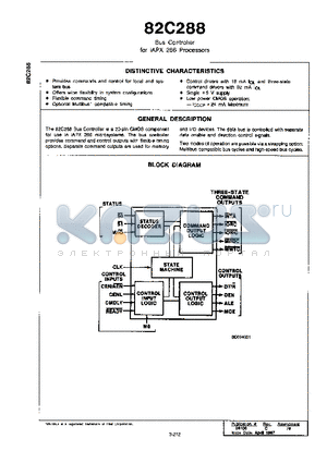82C288-8 datasheet - Bus Controller for iAPX 286 Processors