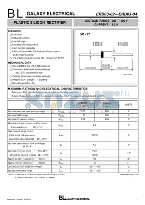 ERD03-02 datasheet - PLASTIC SILICON RECTIFIER