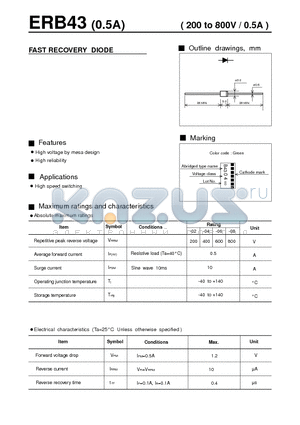 ERB43 datasheet - FAST RECOVERY DIODE