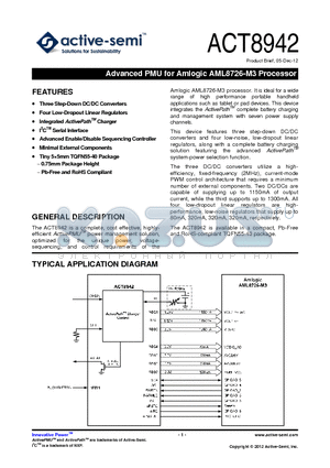 ACT8942 datasheet - Advanced PMU for Amlogic AML8726-M3 Processor