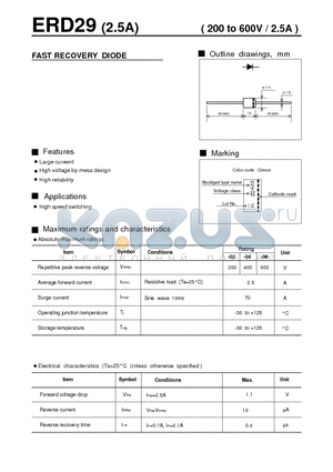 ERD29 datasheet - FAST RECOVERY DIODE( 200 to 600V / 2.5A )