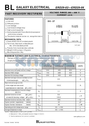 ERD29-06 datasheet - FAST RECOVERY RECTIFIERS