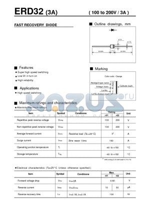 ERD32 datasheet - FAST RECOVERY DIODE( 100 to 200V / 3A )