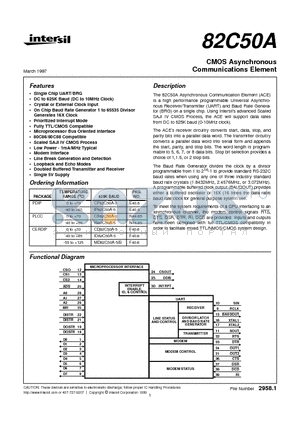 82C50 datasheet - CMOS Asynchronous Communications Element