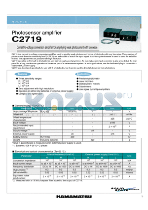 C2719 datasheet - Photosensor amplifier