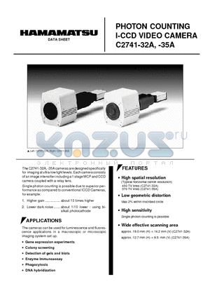C2741-32A datasheet - PHOTON COUNTING I-CCD VIDEO CAMERA