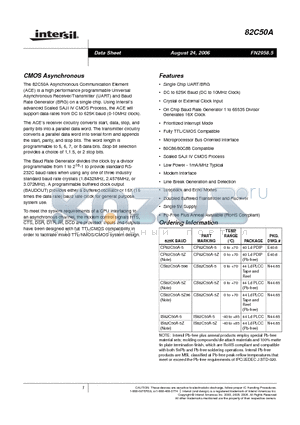 82C50A datasheet - CMOS Asynchronous