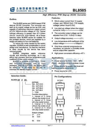 BL8505-273RM datasheet - High Efficiency PFM Step-up DC/DC Converter