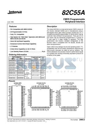 82C55A datasheet - CMOS Programmable Peripheral Interface