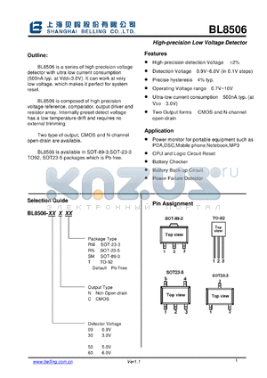 BL8506-30CSM datasheet - High-precision Low Voltage Detector