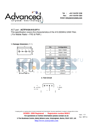 ACTF410A datasheet - Mobile Radio - FRS & PMR