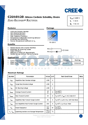 C2D10120 datasheet - Silicon Carbide Schottky Diode