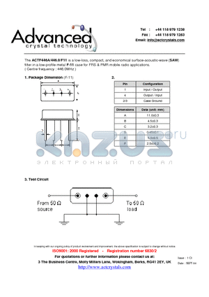 ACTF446A datasheet - FRS & PMR mobile radio applications