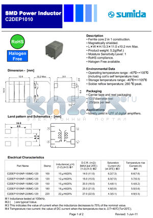 C2DEP1010 datasheet - SMD Power Inductor