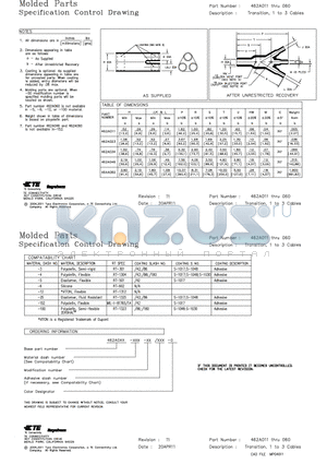 462A011 datasheet - MOLDED PARTS SPECIFICATION CONTROL DRAWING