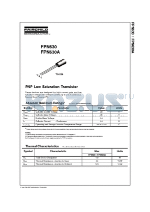 FPN630 datasheet - PNP Low Saturation Transistor