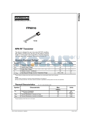 FPNH10 datasheet - NPN RF Transistor