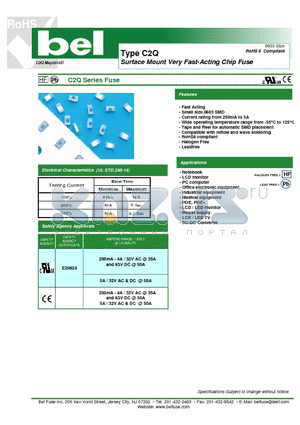 C2Q1 datasheet - Surface Mount Very Fast-Acting Chip Fuse