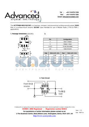 ACTF5565 datasheet - low-loss, compact, and economical surface-acoustic-wave (SAW)