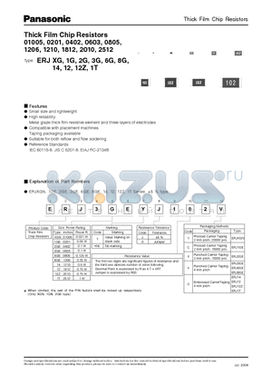 ERJ12J102V datasheet - Thick Film Chip Resistors