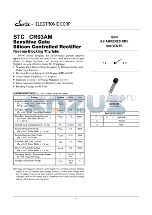 CR03AM datasheet - Sensitive Gate Silicon Controlled Rectifier