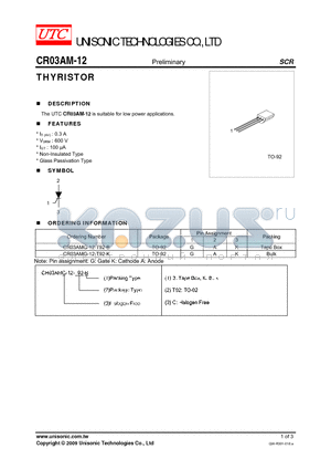 CR03AM-12 datasheet - THYRISTOR