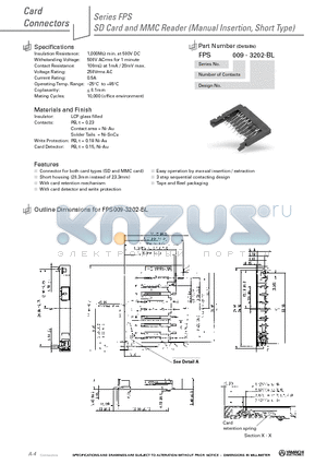 FPS009-3202-BL datasheet - SD Card and MMC Reader (Manual Insertion, Short Type)
