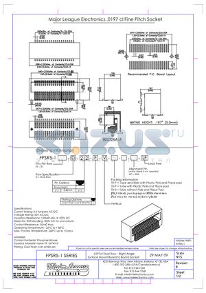 FPSR5-1 datasheet - .0197cl Dual Row - Right Angle Surface Mount Board to Board Socket