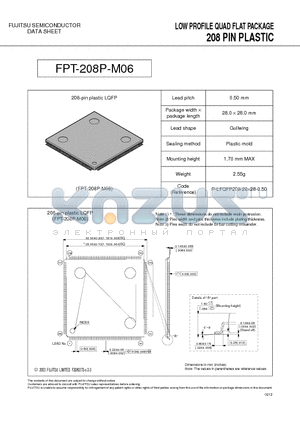 FPT-208P-M06 datasheet - LOW PROFILE QUAD FLAT PACKAGE 208 PIN PLASTIC