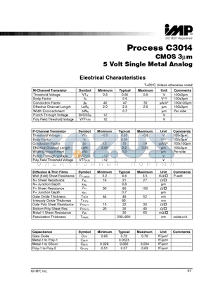 C3014 datasheet - CMOS 3mm 5 Volt Single Metal Analog