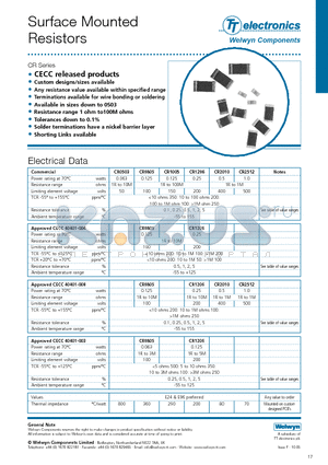 CR0503 datasheet - Surface Mounted Resistors