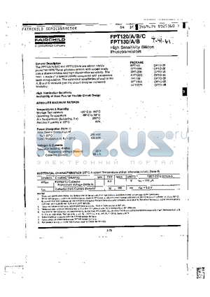 FPT120B datasheet - High Sensitivity Silicon Phototransistors