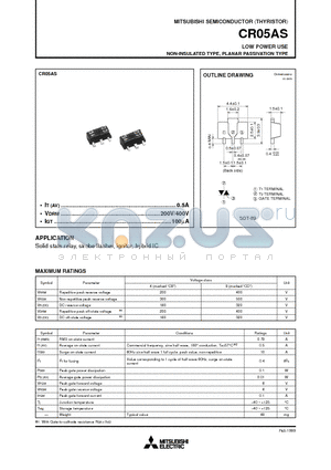 CR05AS datasheet - LOW POWER USE NON-INSULATED TYPE, PLANAR PASSIVATION TYPE