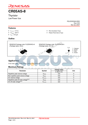 CR05AS-8 datasheet - Thyristor Low Power Use