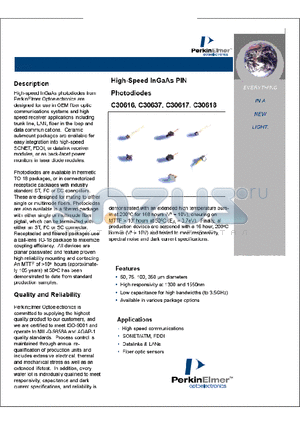 C30617 datasheet - High-Speed InGaAs PIN Photodiodes