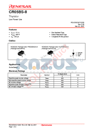 CR05BS-8 datasheet - Thyristor Low Power Use