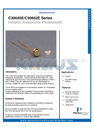C30645E datasheet - InGaAs Avalanche Photodiode