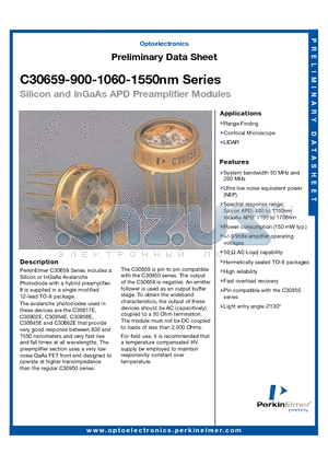 C30659-1060-3A datasheet - Silicon and InGaAs APD Preamplifier Modules