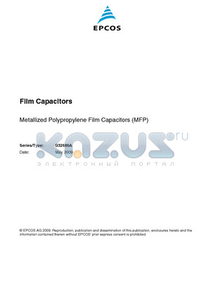 B32686A0683 datasheet - Metallized Polypropylene Film Capacitors (MFP)