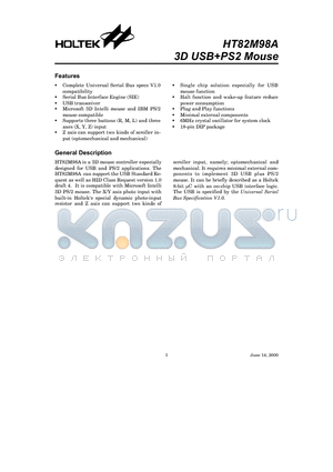 82M98A datasheet - 3D USBPS2 Mouse